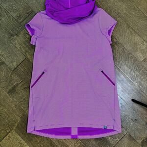 Title Nine Purple Sheath Dress with Cowl Neck and Cut Out Back